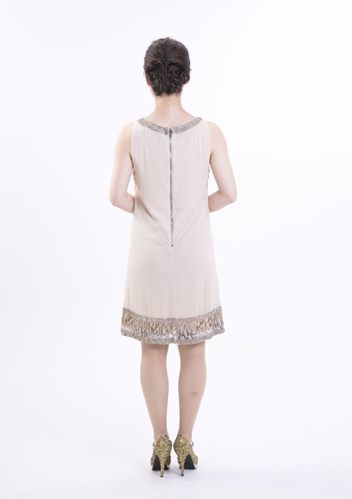 alice + oliviaの襟＋裾ビーズ付ノースリーブドレス 1,1 