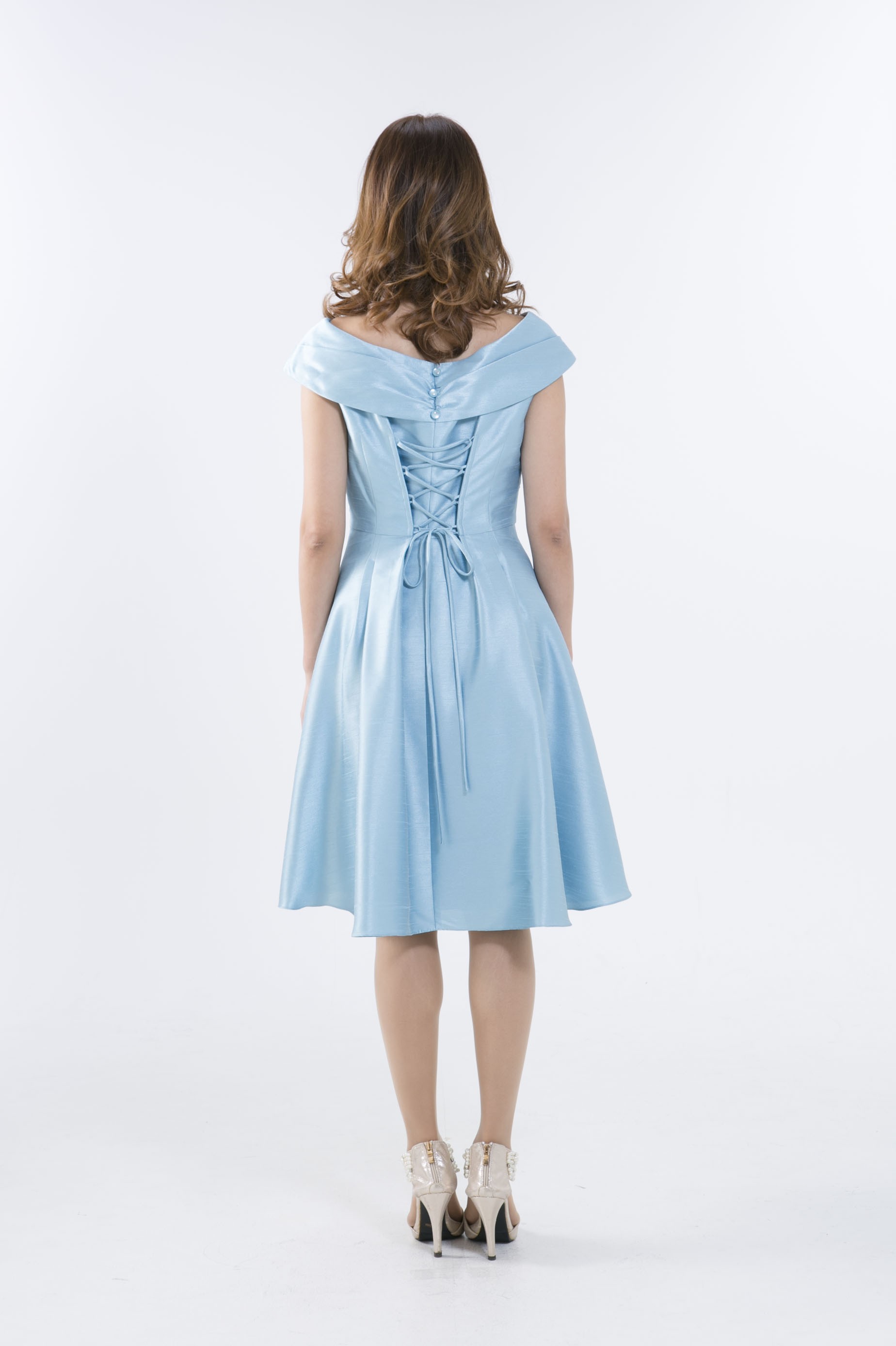 Genet vivienのサイドビジュー編み上げドレス（ブルー） 1 