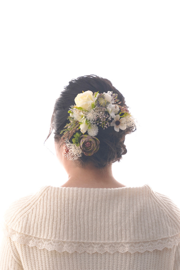 和洋髪飾り　白・花 1,1 