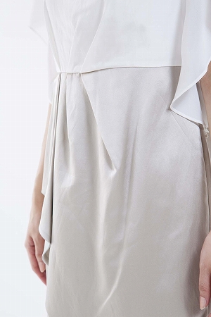 MATERIAの異素材フレアデザインのワンピースドレス